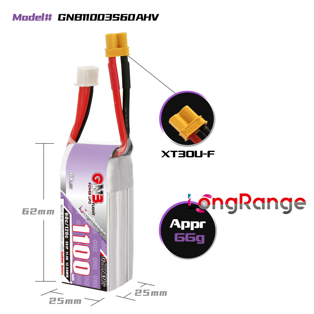Gbn 1100mah 2S 3S 4S 6S 60c/12 - Drone Racing Battery avaliação e preço